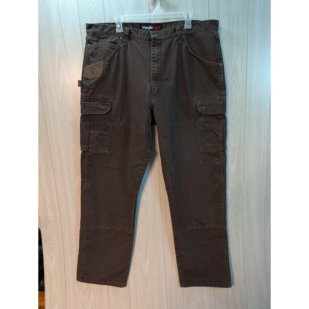 Wrangler Riggs 40x34 Mens Cargo Carpenter Work Pants Brown Casual